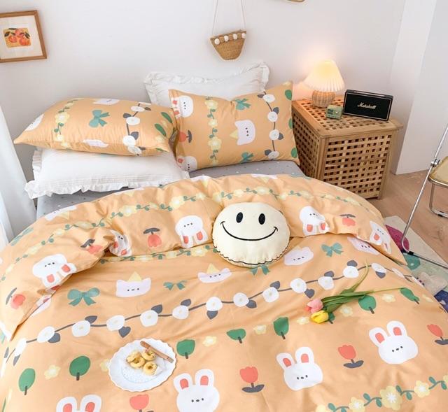 Set Chăn Ga Gối Cotton Living hàng Nhập Khẩu Cao Cấp 4 Món Gấu Thỏ