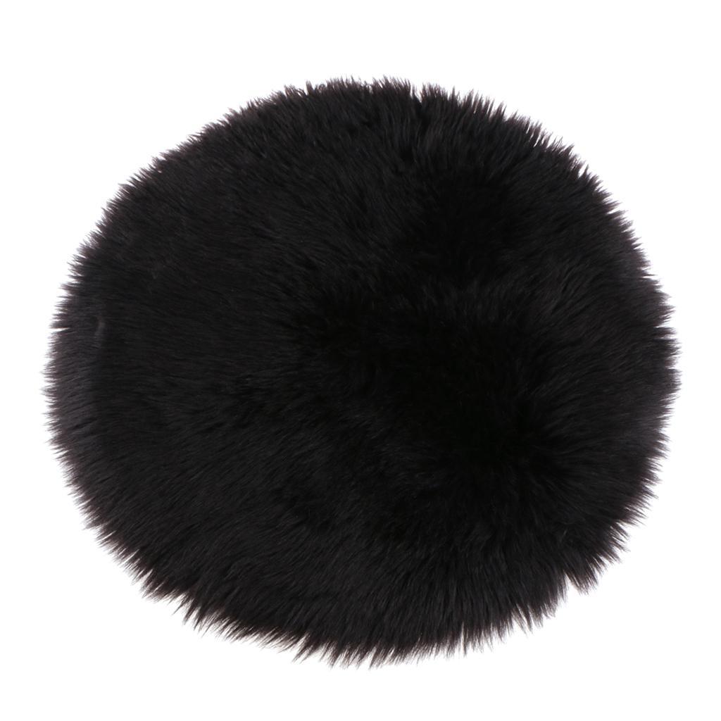 2X Seat Cushion Faux Fur Mat Artificial Pad Sofa Chair Stool Car Black 40cm