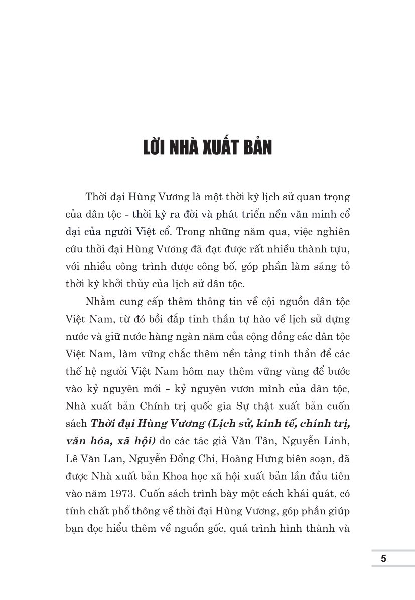 Thời đại Hùng Vương (Lịch sử - Kinh tế - Chính trị - Văn hóa - Xã hội) bản in 2025