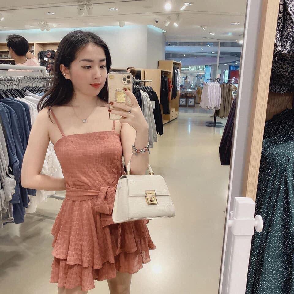 Túi da rắn quai xách khuy tròn size 22cm vỡ hộp