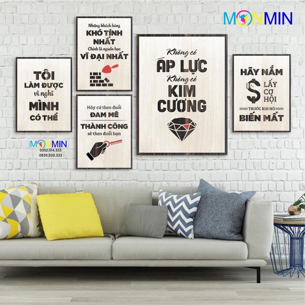 Bộ 5 Tấm Tranh Gỗ Slogan tạo động lực trang trí phòng