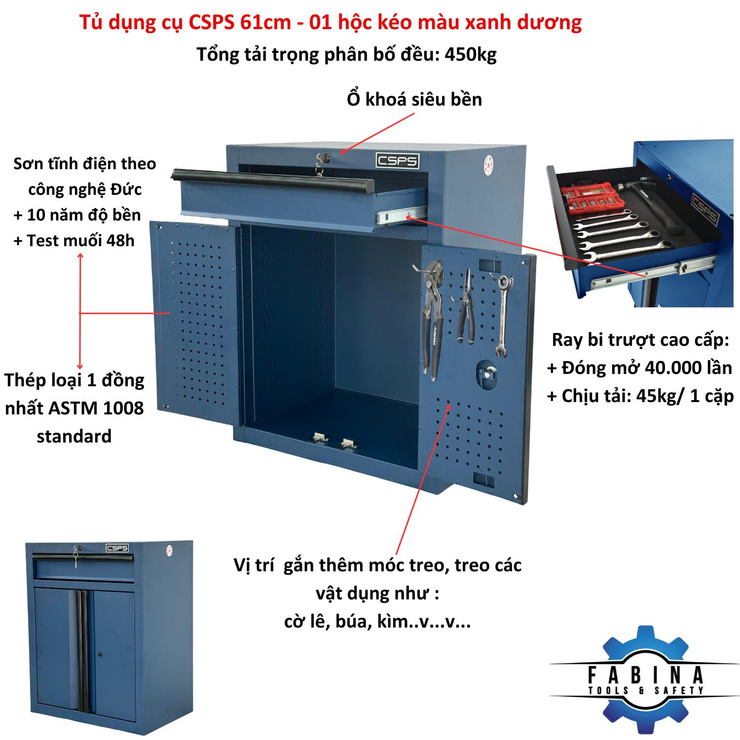 Tủ dụng cụ CSPS 61cm - 01 hộc kéo màu xanh dương