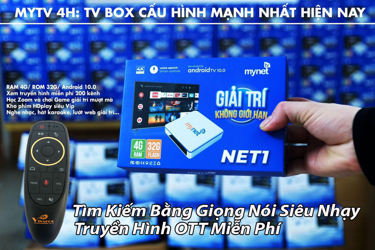 Box Mytv Net - Ram 4G/32G - Hàng Chính Hãng - Truyền Hình OTT miễn phí 12 tháng - Tích Hợp Tìm Kiếm Giọng Nói