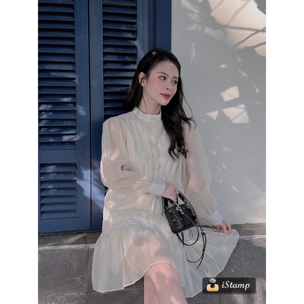 Váy babydoll tơ tay phồng đuôi cá