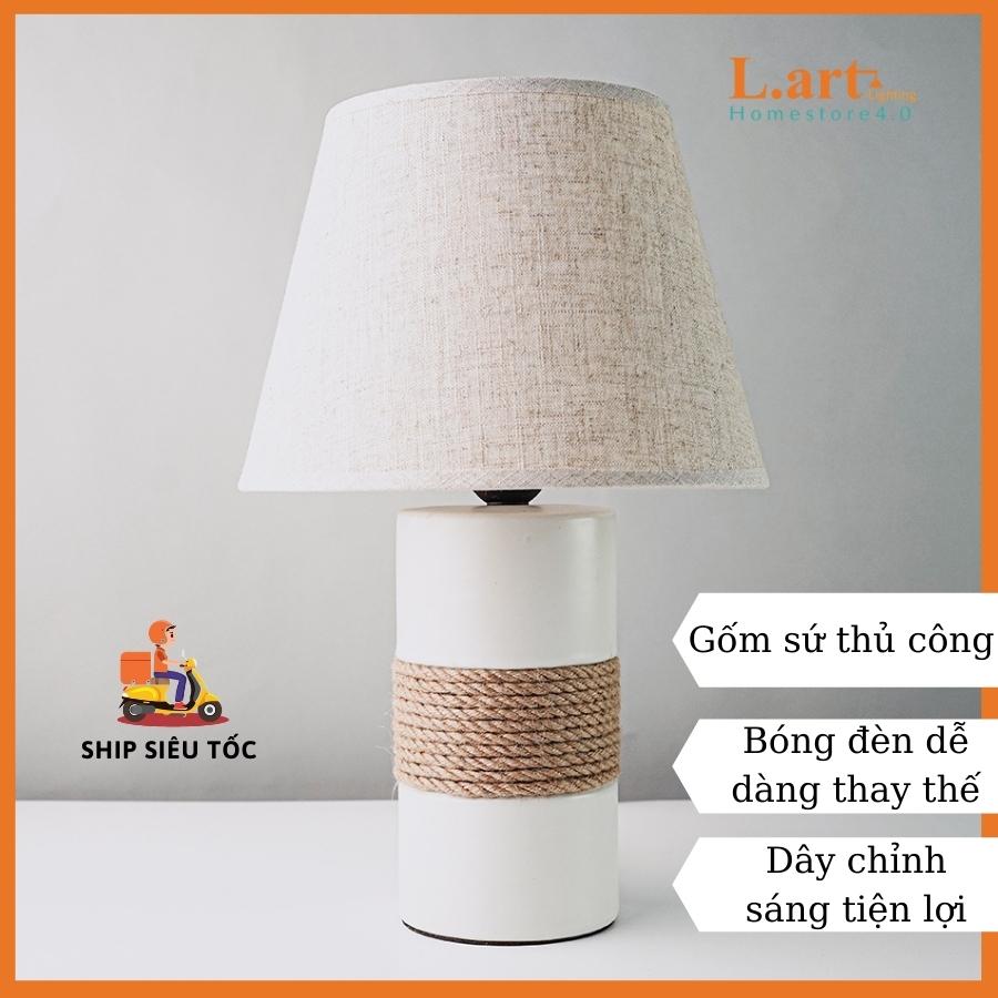 Đèn bàn gốm sứ trắng phối dây DS-TL8095