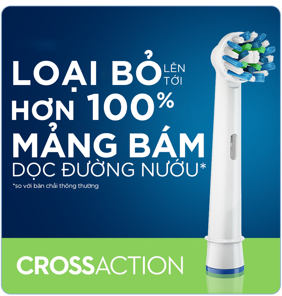 Cho máy Oral B Braun Cross Action EB-50A, Set 4 cái/ vỉ, Bộ 4 đầu bàn chải đánh răng điện đánh tan mảng bám. Tặng kèm móc khóa – Minh House