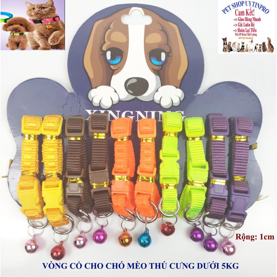 VÒNG CỔ KÈM LỤC LẠC CHO CHÓ MÈO THÚ CƯNG DƯỚI 5KG Không in hình Rộng 1cm Chất liệu dù Mềm Chắc chắn Có điều chỉnh to nhỏ
