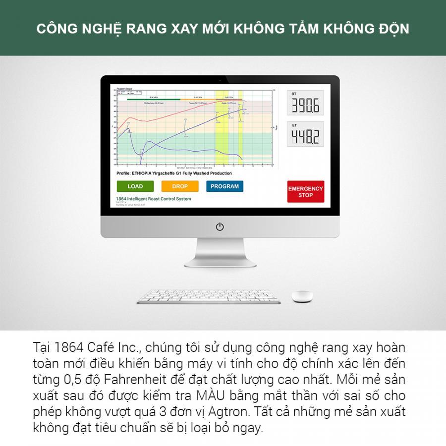 Cà Phê Rang Xay Thunder No.6 Gu Việt Pha Phin/Pha Máy – 1864 CAFÉ trọng lượng tịnh 220g