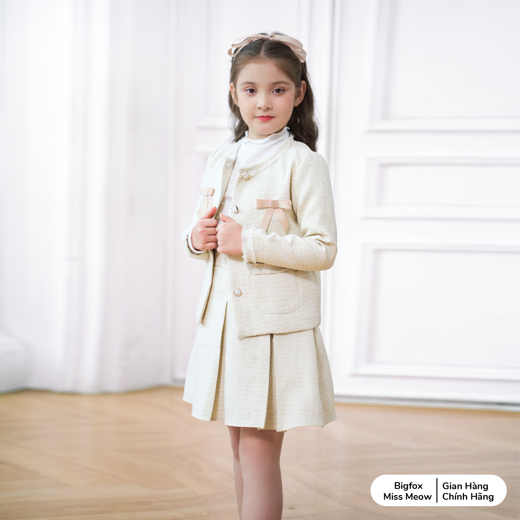 Áo dạ tweed bé gái size đại BIGFOX MISS MEOW, kiểu khoác mùa thu đông phom Hàn tiểu thư nữ tính 6-11 tuổi 38kg 2004