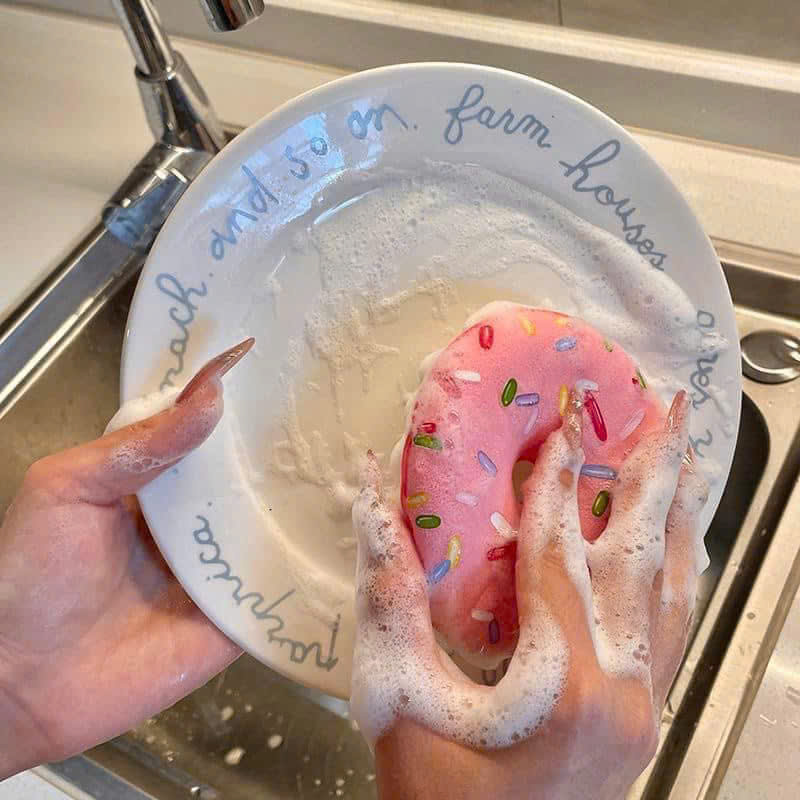 Mút Rửa Chén Hình Bánh Donut Dễ Thương, Miếng Rửa Bát Bọt Biển Tạo Bọt Tốt, Làm Sạch Chén Bát Nhà Bếp - HÀNG CHÍNH HÃNG MINIIN