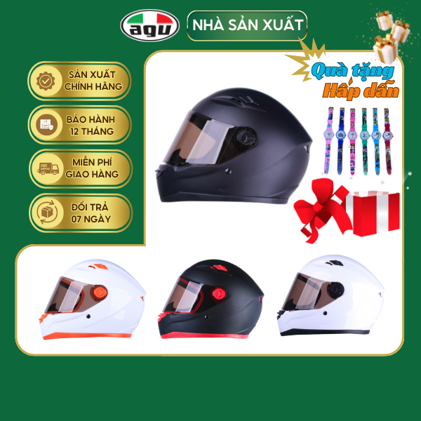 Mũ Bảo Hiểm Fullface AGU A138 Trơn - Tặng Túi Vải - Hàng Chính Hãng Bảo Hành 12 Tháng - Sản Phẩm Thời Trang Và Cao Cấp