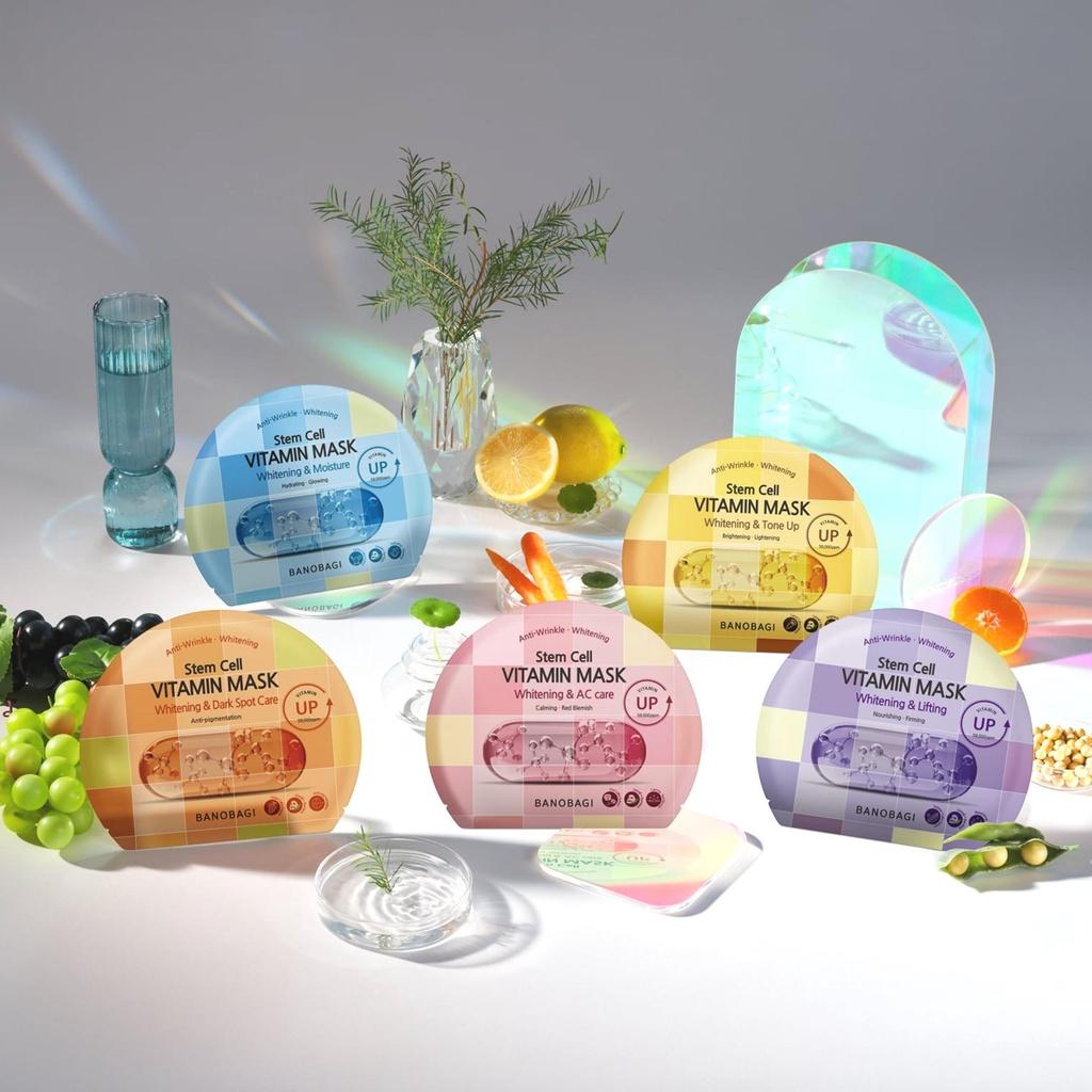 Hộp 10 Mặt Nạ Giấy Banobagi Stem Cell Vitamin Mask Whitening & Lifting 30ml/Miếng