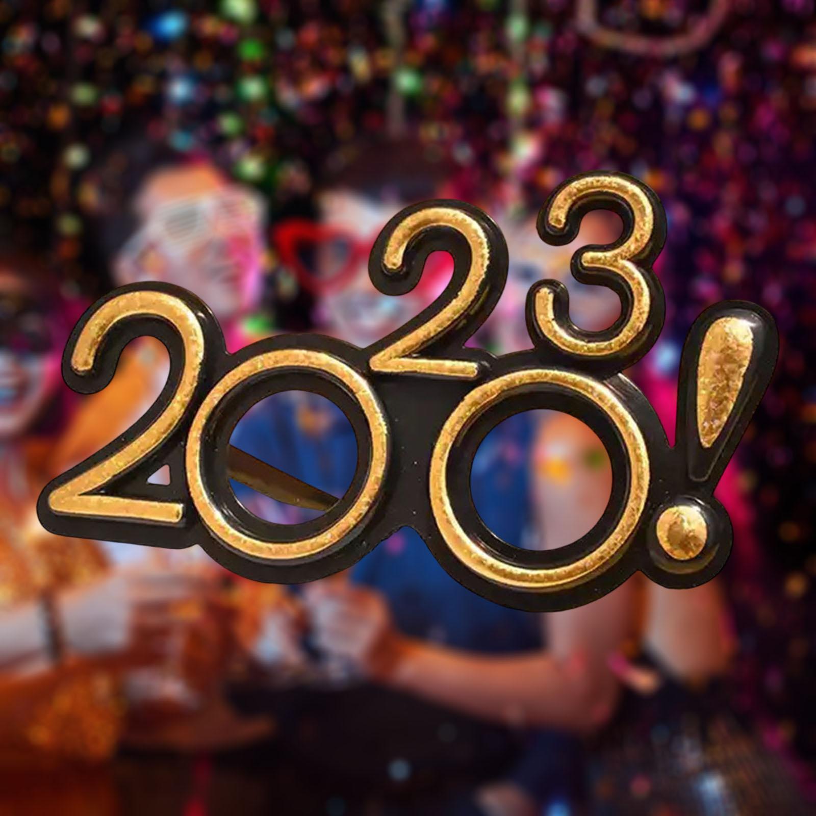 2x New Year Photo Glasses 2023 Eyeglasses Frame Happy New Year Party Favors Supplies Photo Prop Decorations for Children