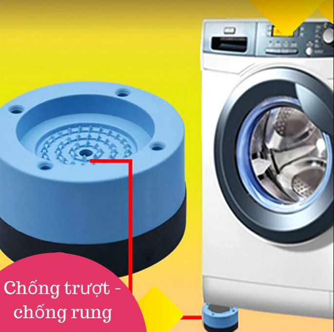 Đế chống rung máy giặt, chân máy giặt chân bàn 4 miếng cao su cao cấp. Chống rung chống ồn chống trơn trượt (Giao màu ngẫu nhiên) - Hàng chính hãng