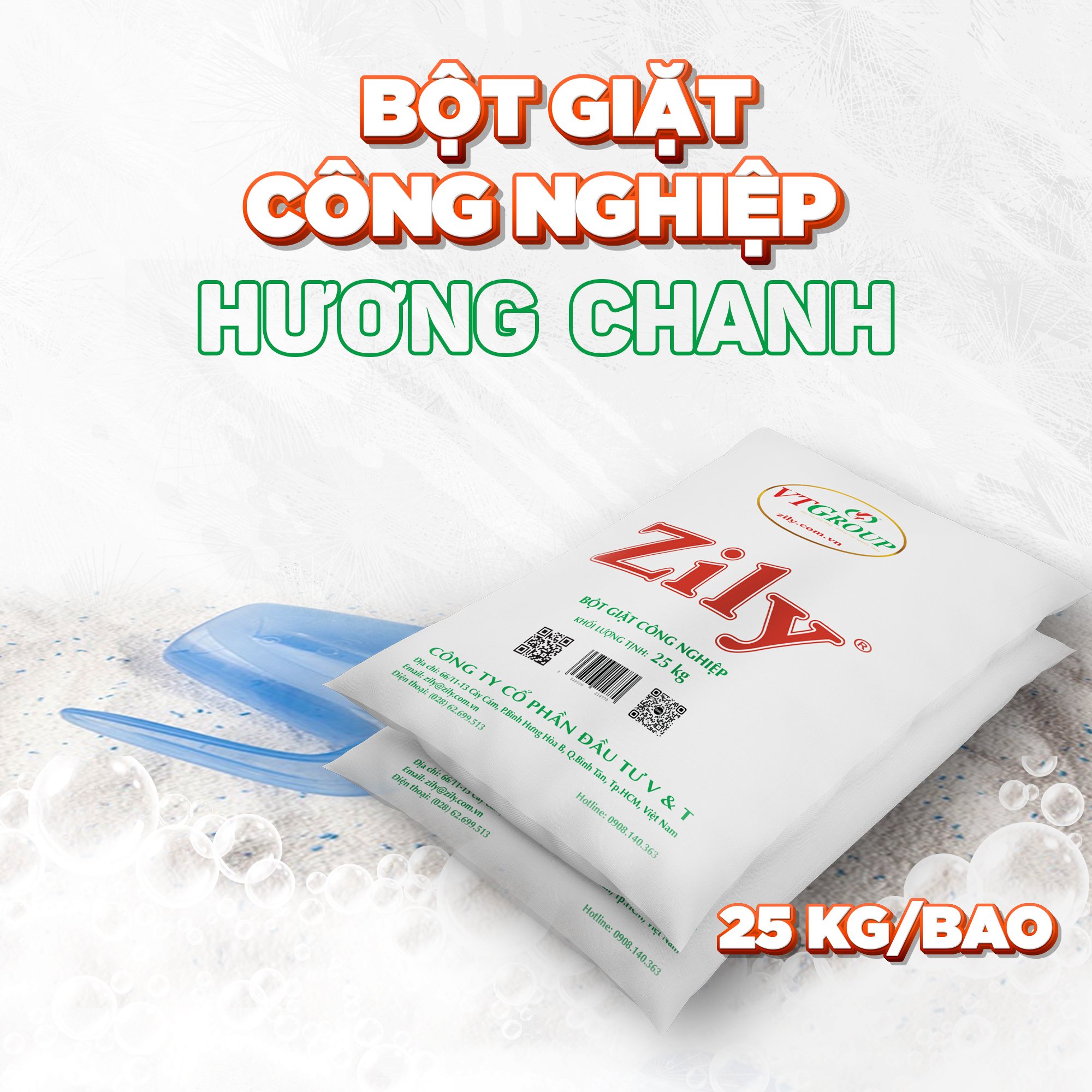 Bột giặt công nghiệp 25kg/bao - Tặng 1 chai tẩy quần áo màu Zily 550g