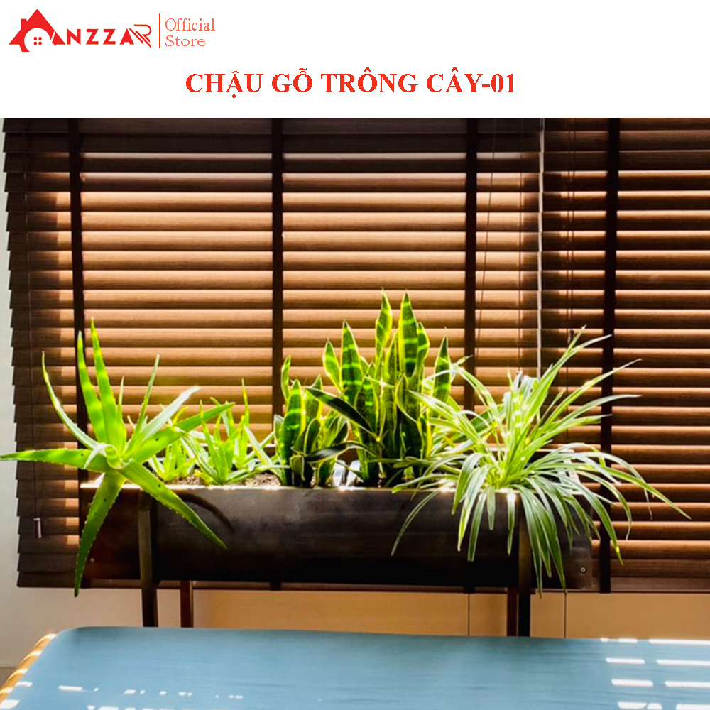 Chậu gỗ trồng cây, hoa, kệ trồng cây ban công-01