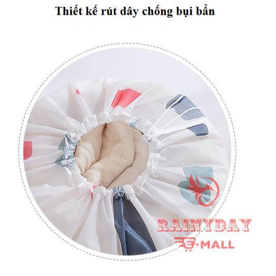 Túi vải đựng đồ chăn màn, quần áo, ga gối đa năng dây rút tiện lợi hình trụ tròn cỡ lớn