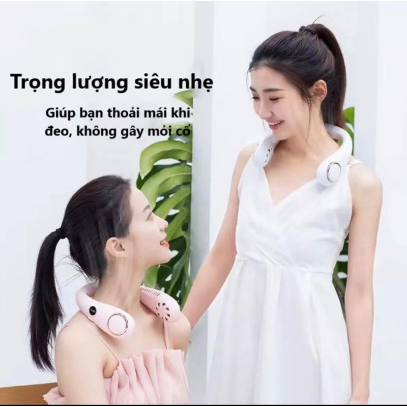 Có sẵn Quạt Đeo Cổ Mini không cánh Tích Điện Siêu Hot Sạc USB Không Thông Minh, Quạt Gió Siêu Mạnh