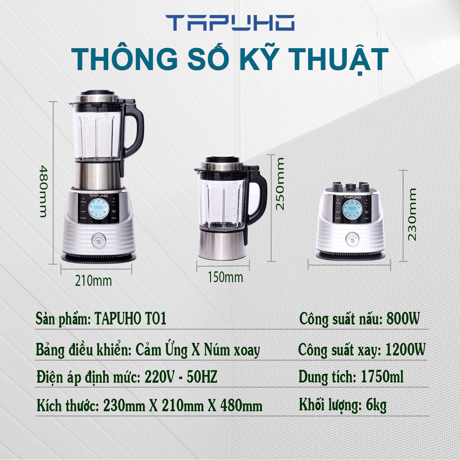 Máy làm sữa hạt, xay sinh tố TAPUHO T01 - Thương hiệu Đức (hàng chính hãng)