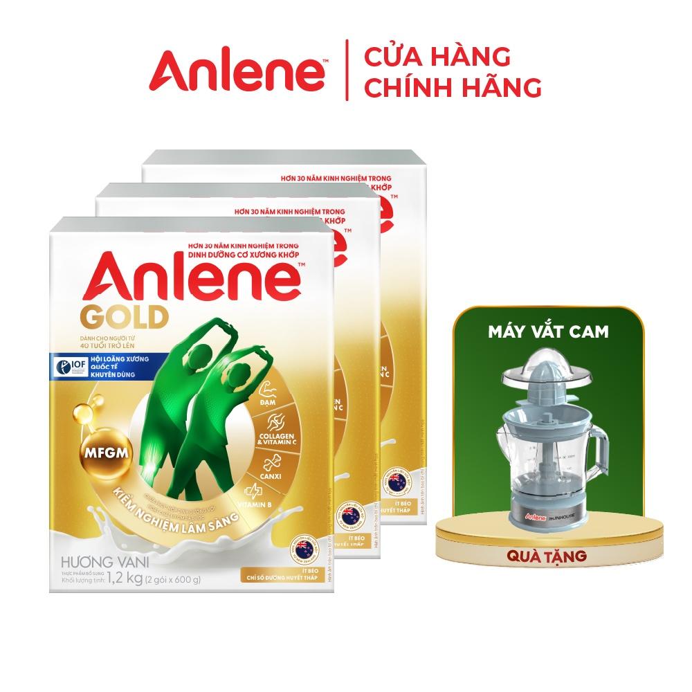 Combo 3 TPBS Anlene Gold hương vani 1.2kg tặng máy vắt cam
