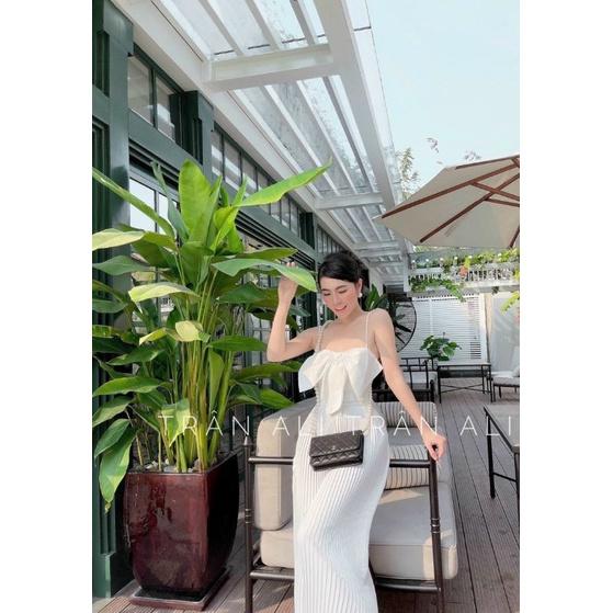 Sét áo2, dây nơ quần suông dập ly