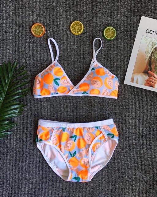 Đồ bơi bikini thun lạnh hình trái cam siêu đẹp