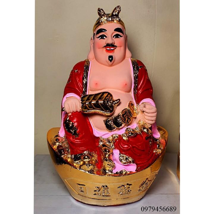Tượng Thần Tài Thổ Địa nhựa màu đỏ cao 18.5cm