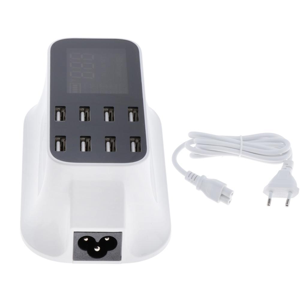 8 Ports USB Charger LCD Display Hub for Laptop  Phone Charging EU