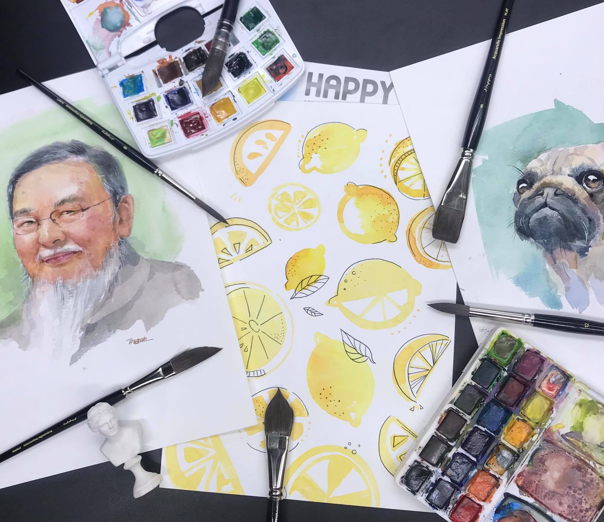 3 tệp giấy vẽ Màu Nước Happy Artists' Watercolor Paper 300gsm