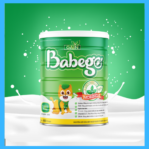 Sữa Mát Tăng Cân, Cải Thiện Biếng Ăn, Táo Bón Babego 0-12 tháng (800g)