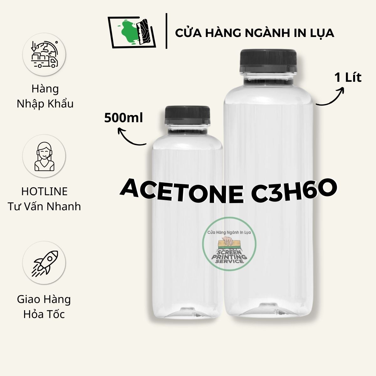 Dung dịch Aceton nước rửa móng tay, tẩy mực in, tẩy keo, nhựa