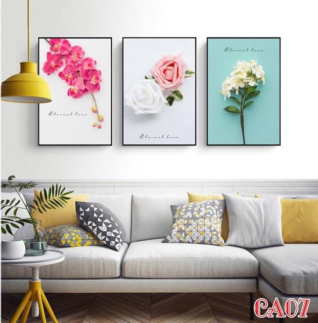 Tranh canvas decor bộ 3 bức 40x60cm
