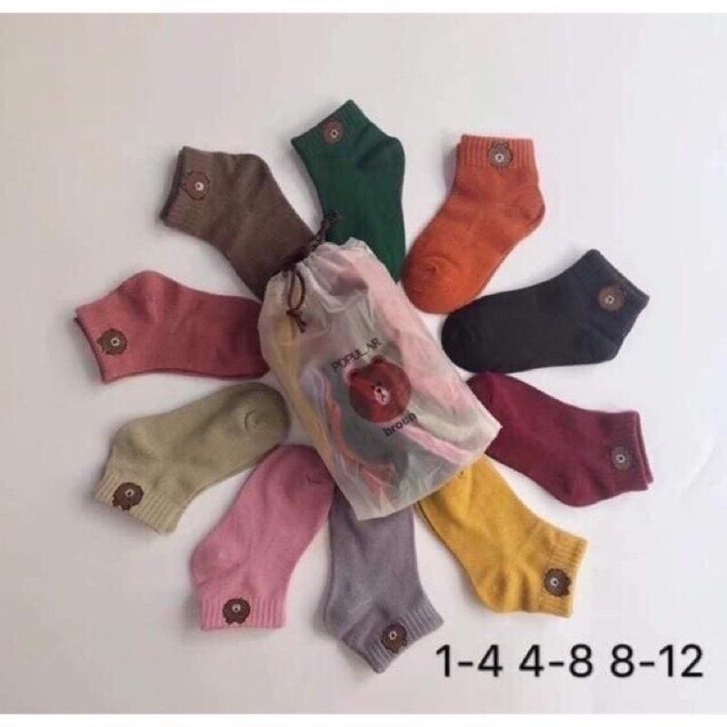 Tất trẻ em cho bé trai bé gái 1-3 tuổi chất cotton mềm mịn in hình gấu siêu đáng yêu