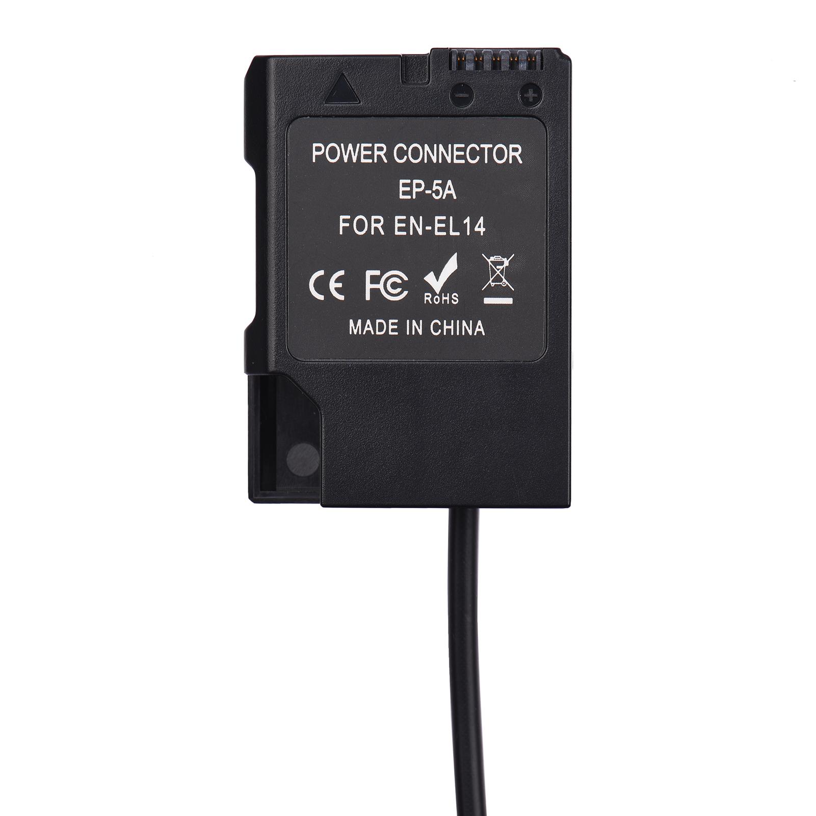PD USB Type-C Cable to EP-5A Dummy Battery DC Coupler EN-EL14 for Nikon D5600 D5500 D5300 D3200 D3300 D3400 D3500 P7800