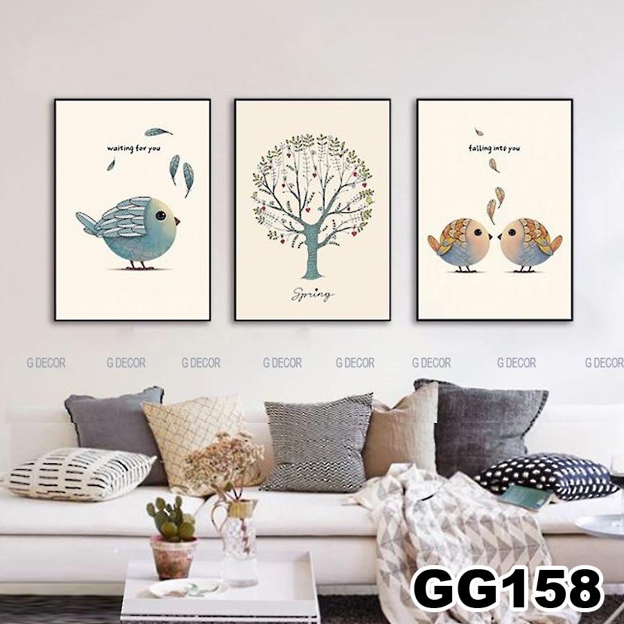 Tranh treo tường canvas 3 bức phong cách hiện đại Bắc Âu 153, tranh decor trang trí phòng khách, phòng ngủ, phòng ăn spa