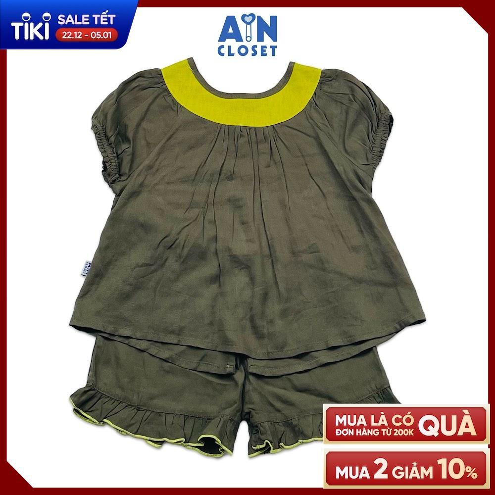 Bộ quần áo ngắn bé gái Xanh Khói cotton lụa - AICDBGRK7OR2 - AIN Closet