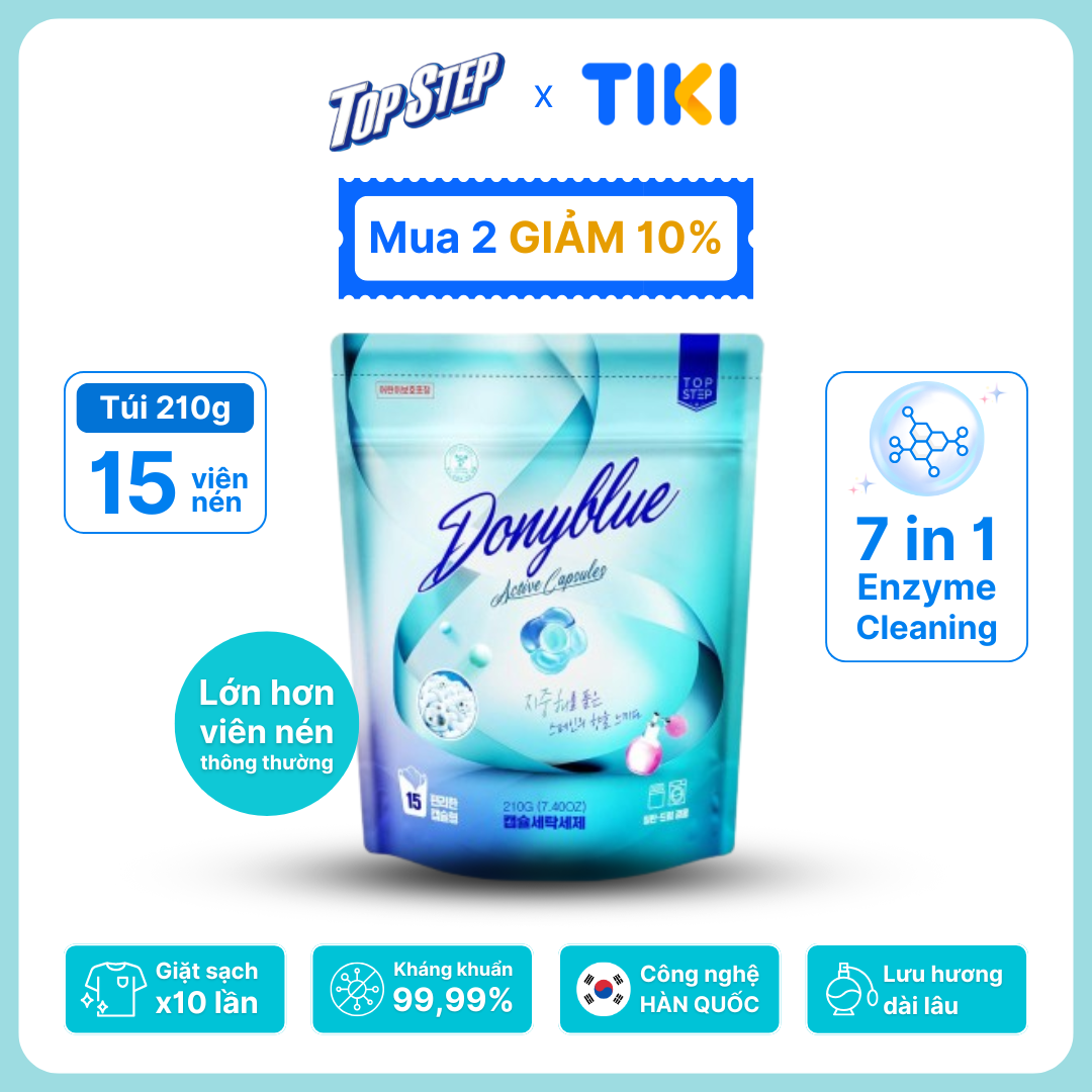 Viên giặt xả Top Step hương Nắng mai tươi mát gói 15 viên (210g)