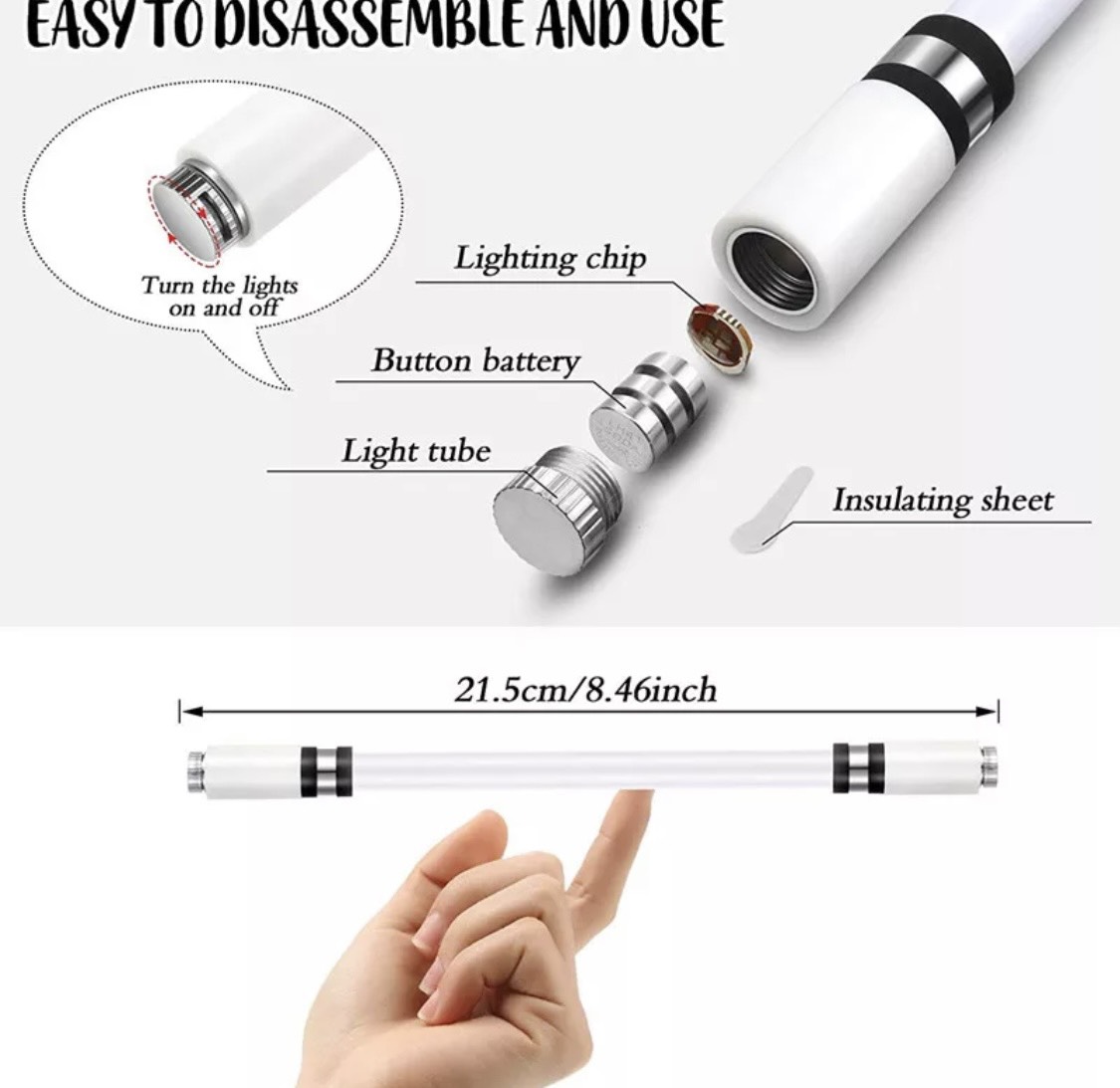 Bút quay giải nén ngón tay có đèn flash pen spinning nghệ thuật chống trượt cân bằng học sinh, sinh viên