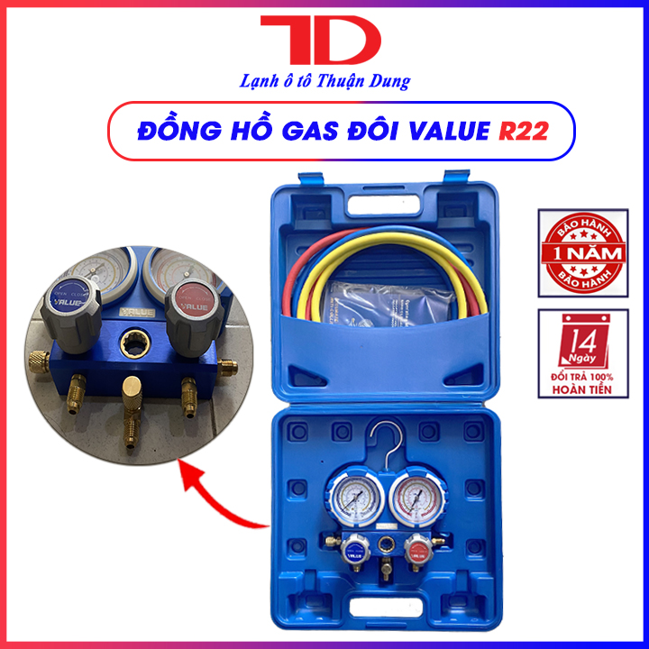 Đồng hồ đo áp suất gas lạnh ô tô VALUE R134