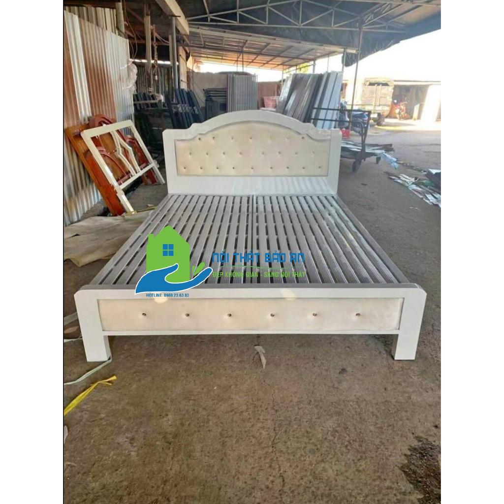 Giường sắt hộp cao cấp màu trắng kem kích thước từ  chất liệu sơn tĩnh điện giá xưởng