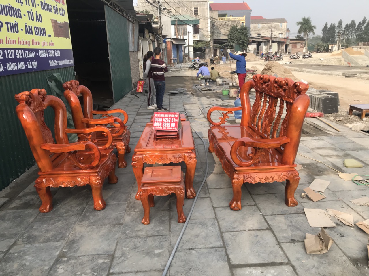 Bộ bàn ghế Minh quốc Đào gỗ xà cừ