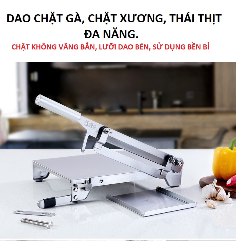 Dao Chặt Thịt Gà KD0248 - Cắt Xương, Thịt, Rau Quả, Nấm, Thuốc Bắc - Inox 430 dày 1.5mm