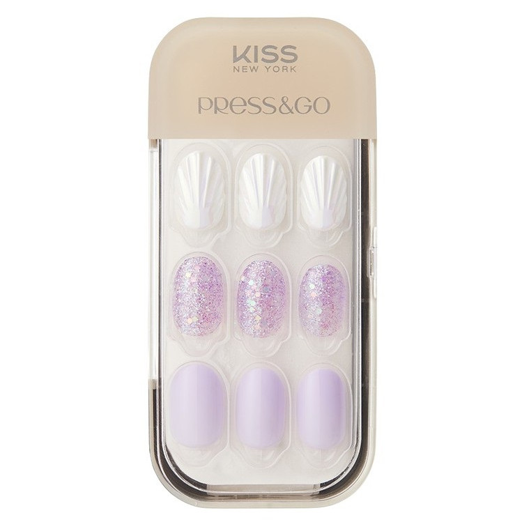 Bộ 30 Móng Tay Gel Tự Dán Press &amp; Go Kiss New York Nail Box - Purple Mermaid (KPN14K)