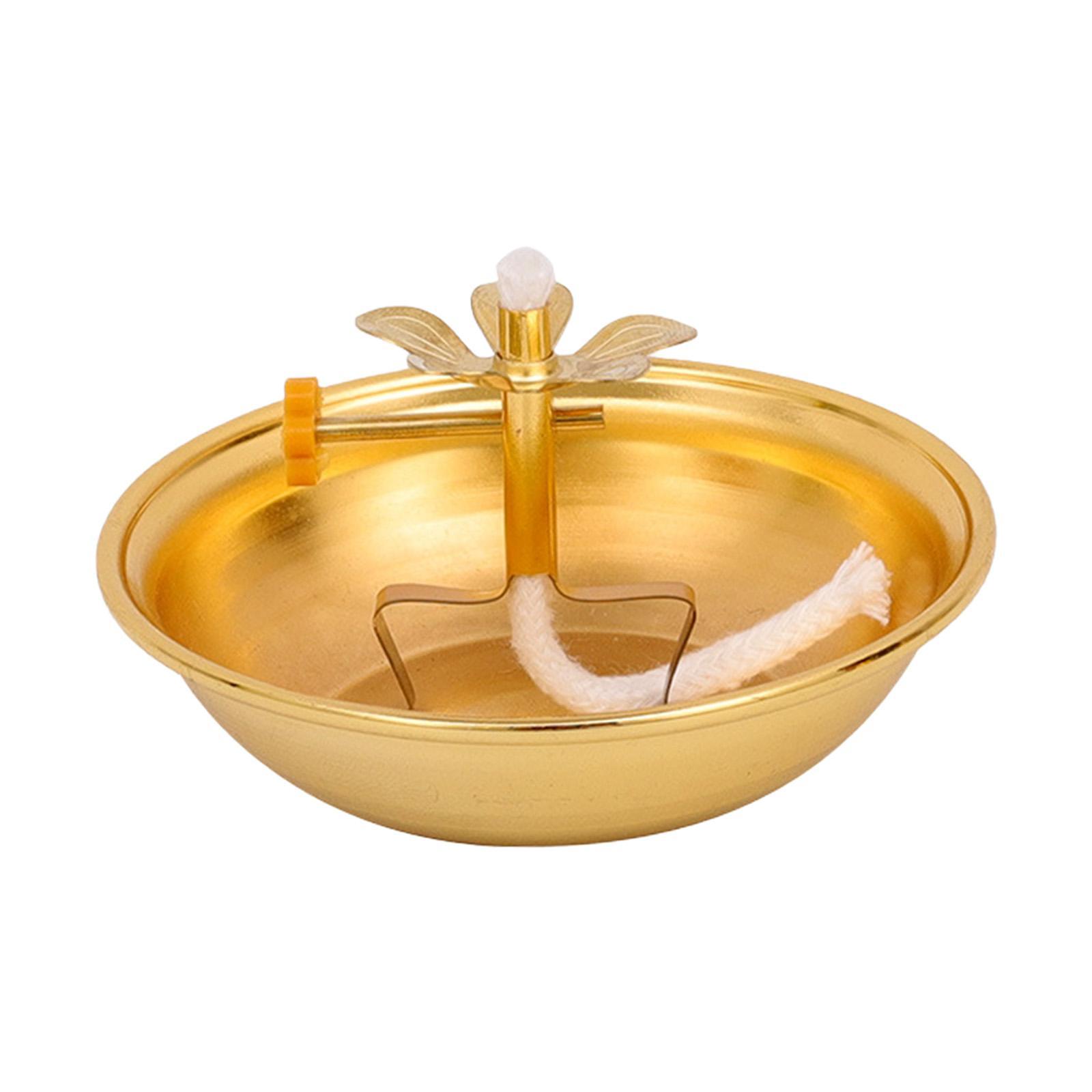 Ghee Lamp Holder Alloy Meditation Tea Light Holder for Desktop Bedroom Decor