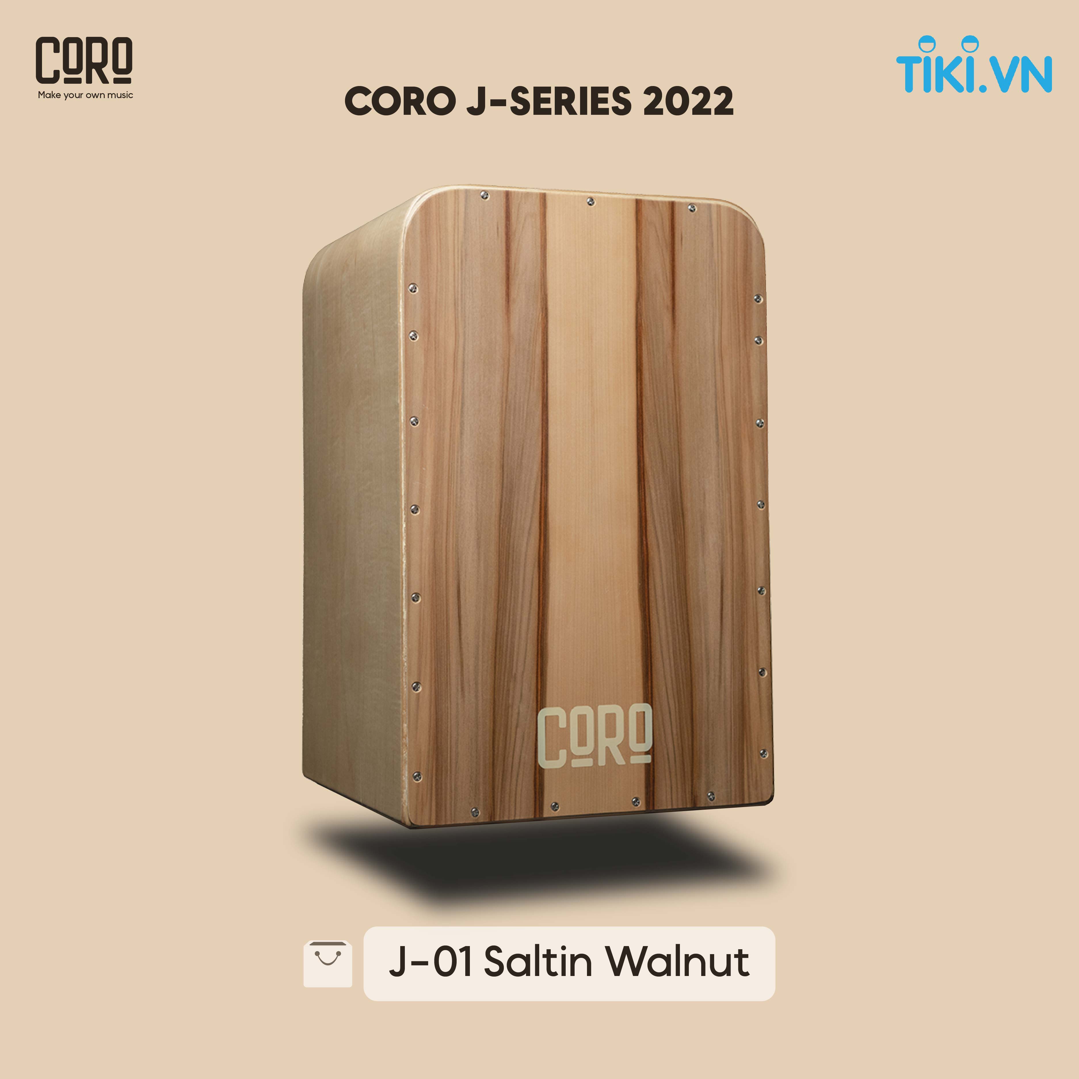 Trống Cajon CORO VIETNAM cao cấp [ J-Series ] - Tặng kèm bao trống cao cấp + Khóa học cajon online