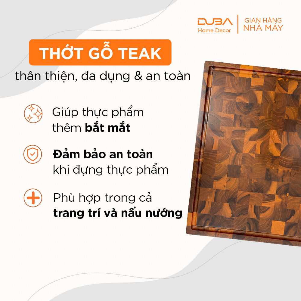 Thớt gỗ teak, thớt kháng khuẩn, thớt teak với độ bền vượt trội so với thớt gỗ nghiến - Chính hãng DUBA