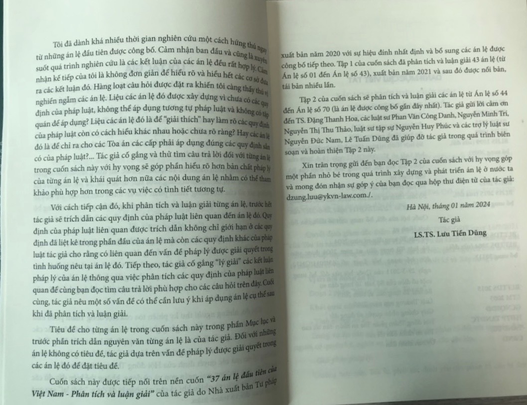 Án lệ Việt Nam - Phân tích và luận giải (Tập 2: từ án lệ 44 đến án lệ 70)