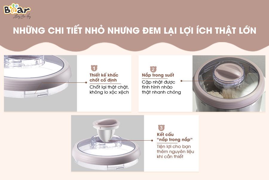 Máy Làm Bánh, Máy Trộn Bột Ủ Bột Lên Men Tự Động BEAR Chống Dính Bột Dung Tích 3.5 Lít Công Suất 120 W - Hàng Chính Hãng