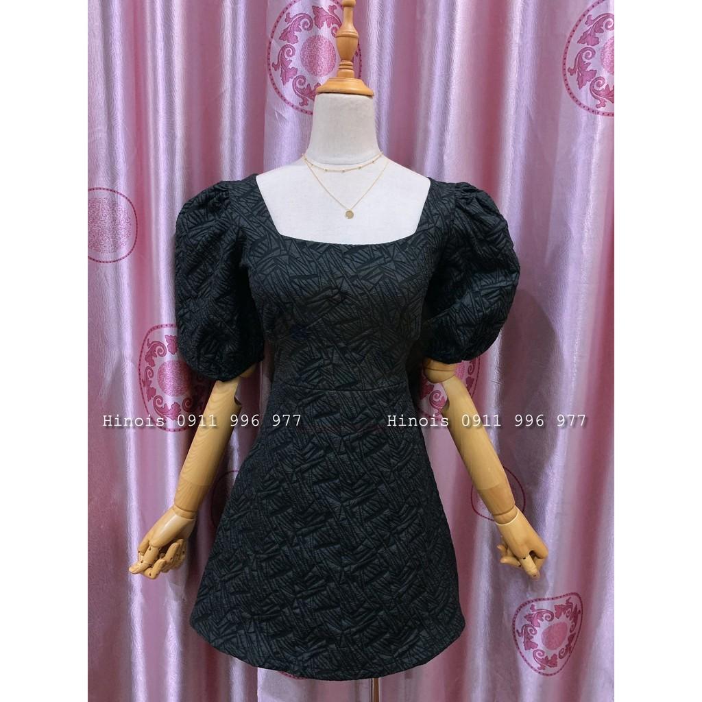 Đầm Dáng Xoè Ngắn Đầm Gấm Xốp Tay Phồng Hở Lưng Có Dây Thắt Lưng 2 Màu Trắng - Đen - KÈM HÌNH THẬT&VIDEO