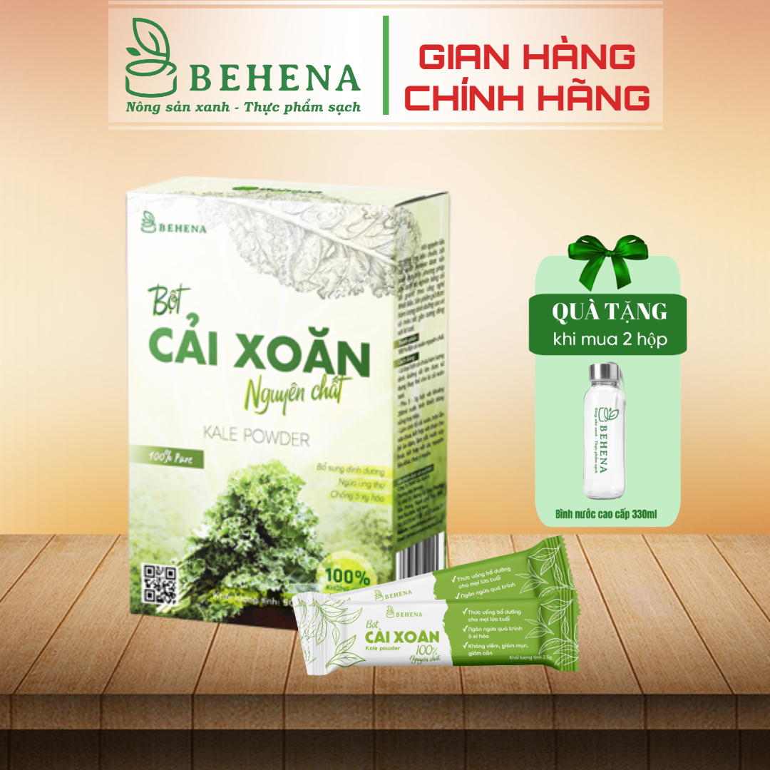 Bột rau cải xoăn kale Behena hữu cơ sấy lạnh nguyên chất cho bé ăn dặm hộp 50g